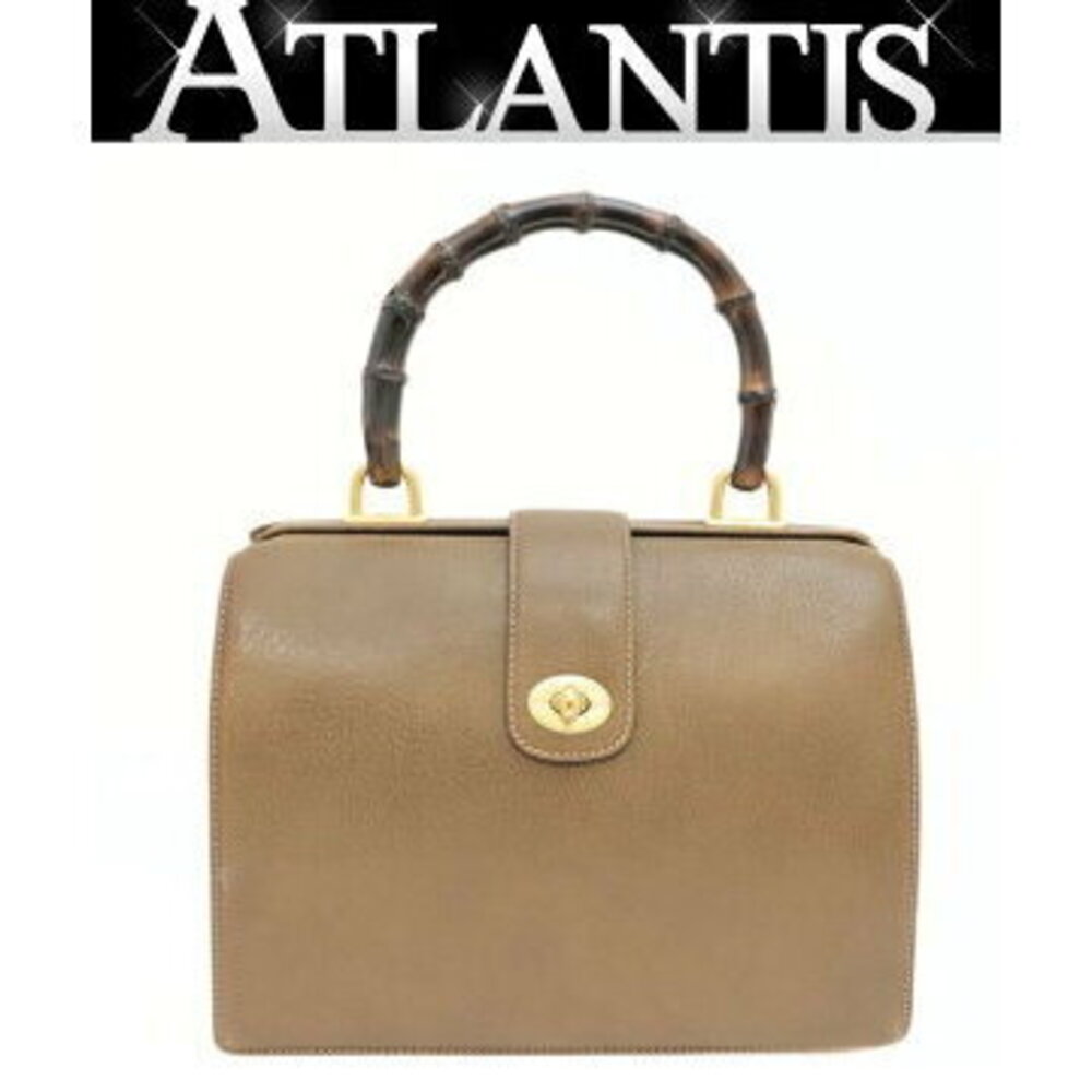 Gucci Bamboo Turnlock Doctors Bag Handbag Pig Leather Brown GG